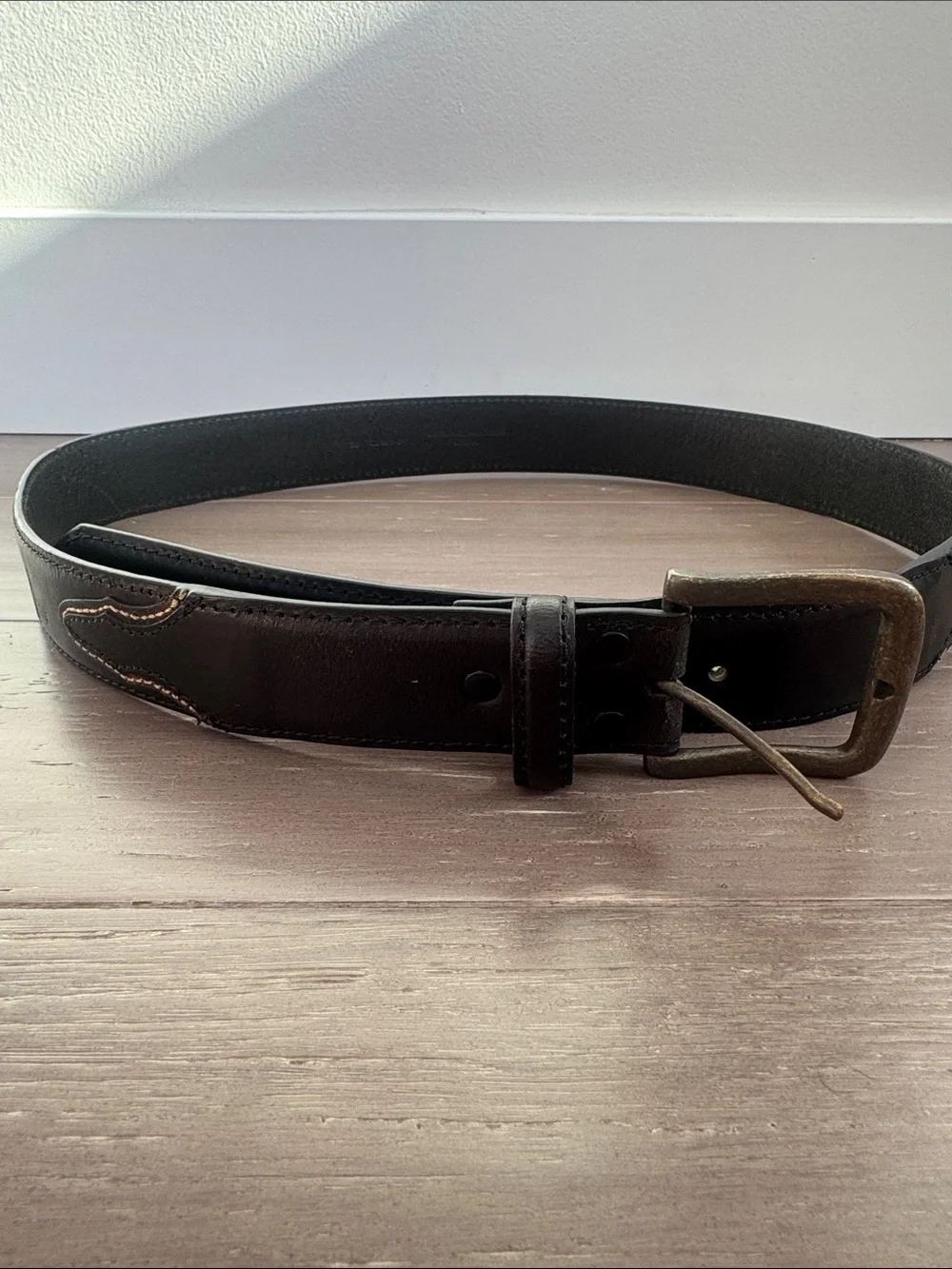Black genuine leather western rodeo festival classic belt 1.5 inch size 38